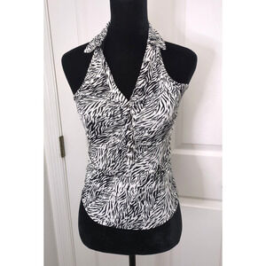 Free People Top Ruched Stitching Women's Racer Back XS Black White